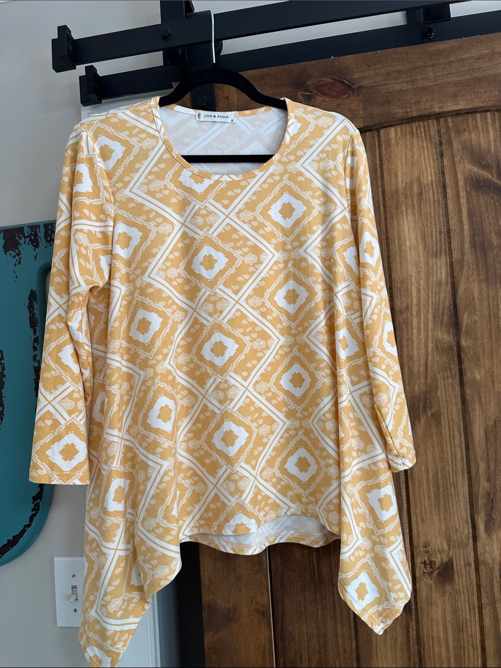 Jon & Anna Mustard Geometric Swing Tunic Top